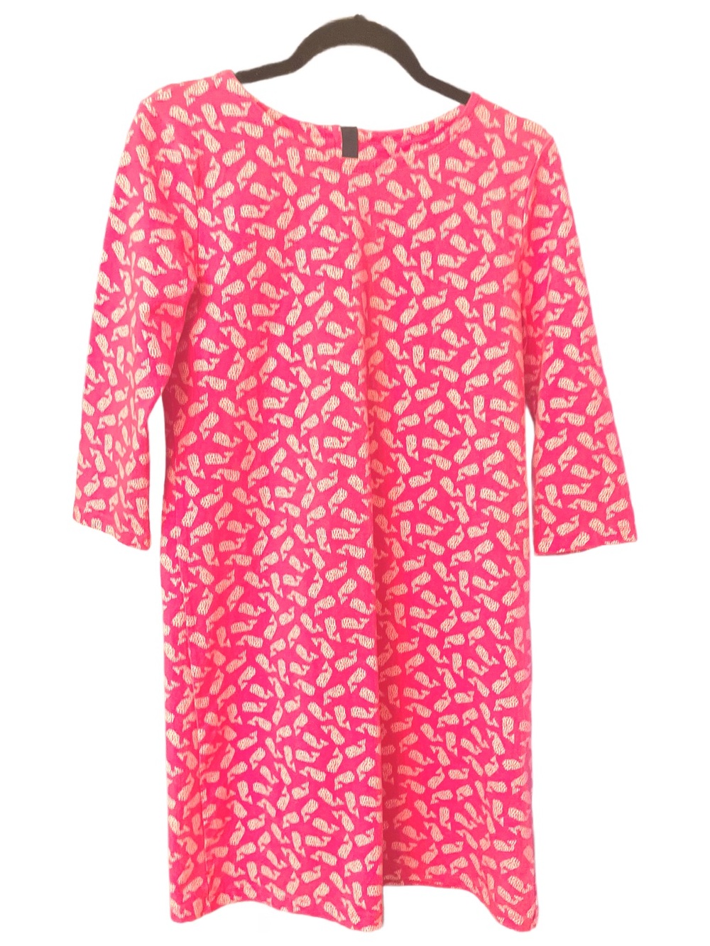 Vineyard Vines Bright Pink Shift Dress with White Whale  Print